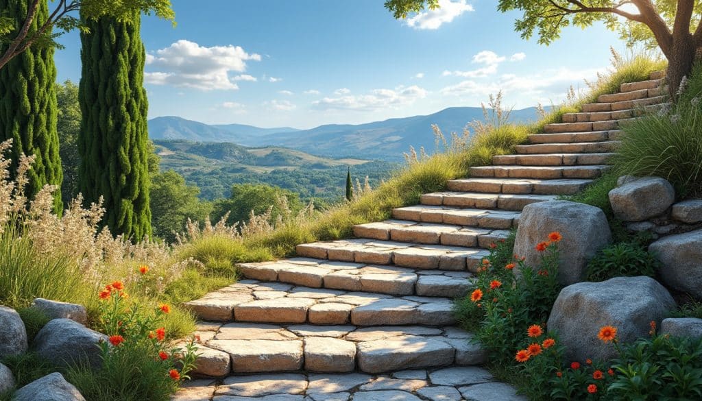 découvrez comment construire un escalier paysager en pierres sèches pour faciliter l'accès à votre terrasse en pente. suivez nos conseils et astuces pour réaliser un projet esthétique et durable qui s'intègre parfaitement à votre jardin.